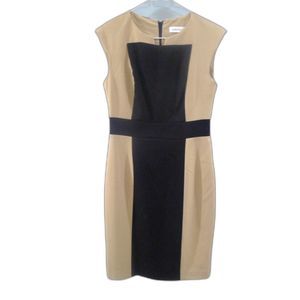 Calvin Klein Color-Block Scuba Dress - Black/Tan 2